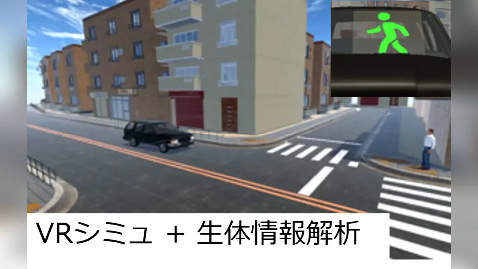 VRシミュレーションと生体情報解析によるeHMI評価の研究図版